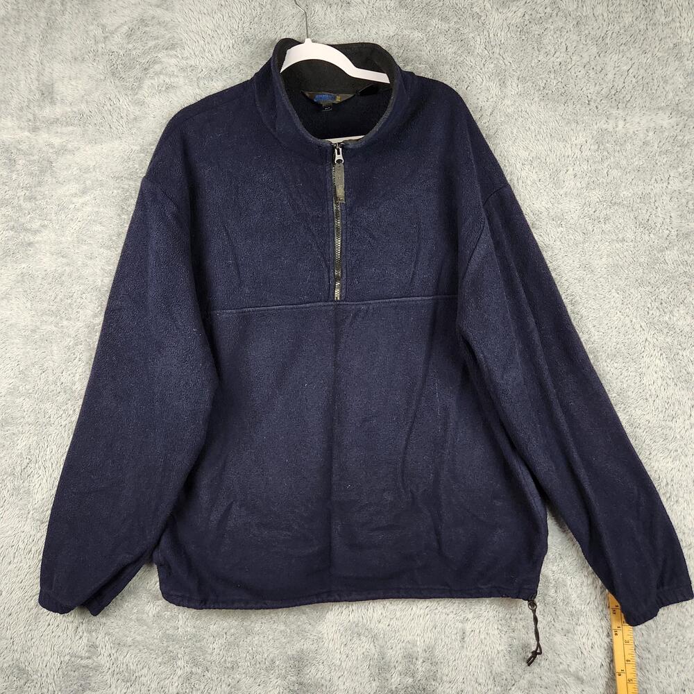 Vintage J Crew Sport Fleece Jacket Mens XLT Big Tall Blue 1/4 Zip Anorak USA 90s